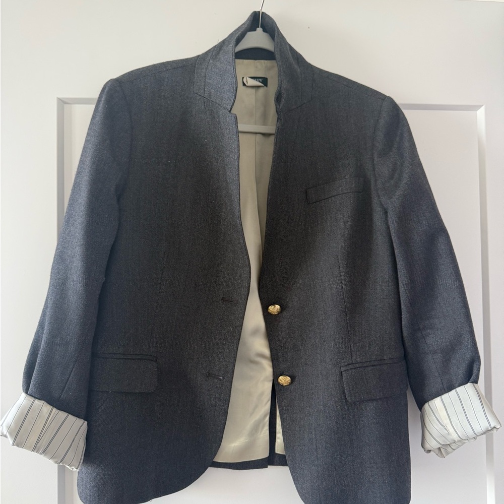 J. Crew Gray Women's Blazer with Gold Buttons